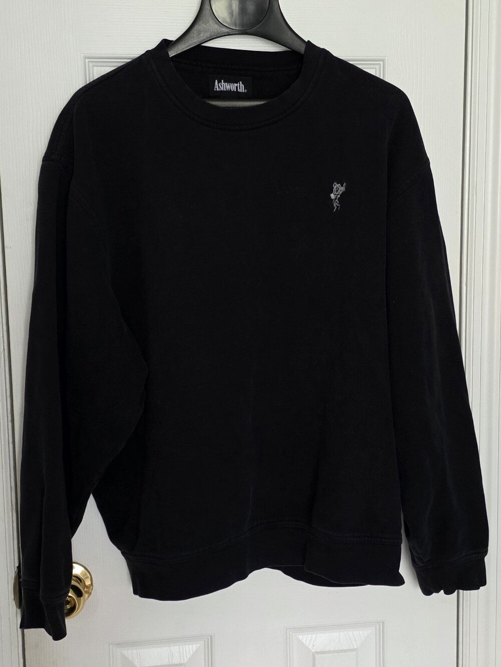 Ashworth Men's Black Crewneck Pullover with Contrast Logo